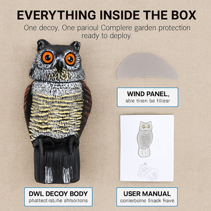 Owl Decoy with Rotatable Head for Bird and Squirrel Control