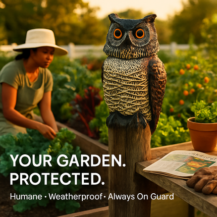 Owl Decoy with Rotatable Head for Bird and Squirrel Control