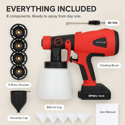 Portable Battery Powered Paint Sprayer HVLP Gun