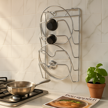 Pot Lid Rack Organizer for Cabinet Door and Wall Mount