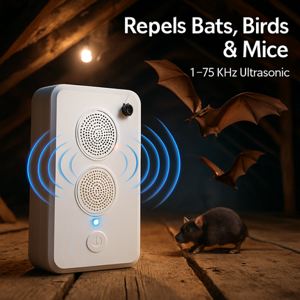 4Pack Rechargeable Ultrasonic Bat Repellent Indoor Outdoor Bird Mouse Deterrent Device with 6 Adjustable Levels for Attic Porch House