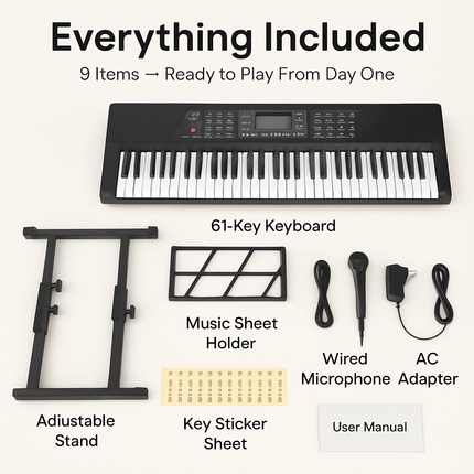 61-Key Digital Music Keyboard for Kids with Stand