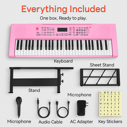 61-Key Digital Music Keyboard for Kids with Stand