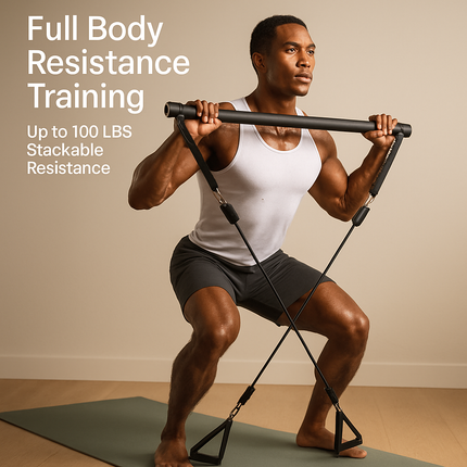 Pilates Bar Kit with Resistance Bands for Full Body Toning