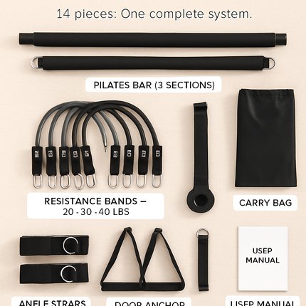 Pilates Bar Kit with Resistance Bands for Full Body Toning