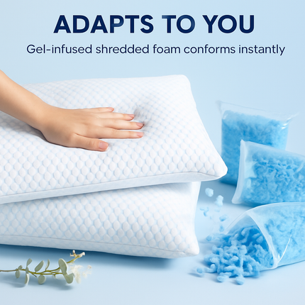 Shredded Memory Foam Pillow - Adjustable, Cooling, Washable