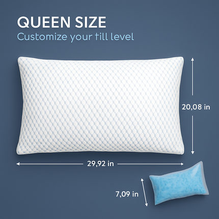 Shredded Memory Foam Pillow - Adjustable, Cooling, Washable