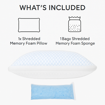 Shredded Memory Foam Pillow - Adjustable, Cooling, Washable