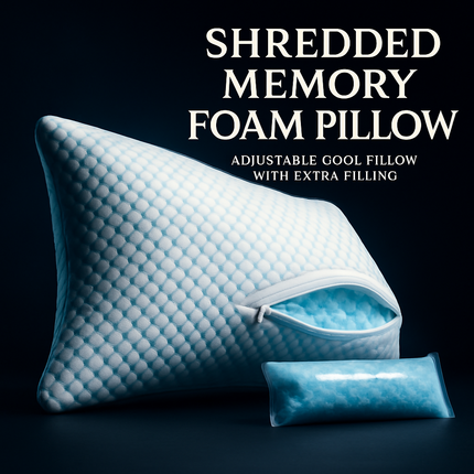 Shredded Memory Foam Pillow - Adjustable, Cooling, Washable