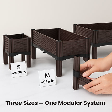 Outdoor Raised Garden Bed with Legs Elevated Planter Box with Self-watering System for Garden Patio Balcony Vegetables Flowers Herbs PP Plastic Box Ea