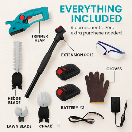Pole Mini Hedge Trimmer & Grass Shear with Telescopic Pole