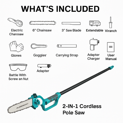 Cordless Pole Saw and Mini Chainsaw with Extension