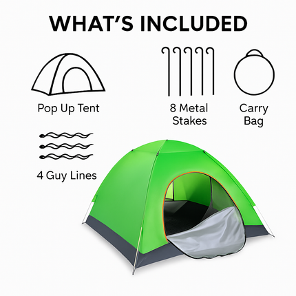 Camping Pop Up Tent for 3-4 People - Quick Setup, All-Season