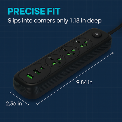 Power Strip with USB Ports and Wall Mount