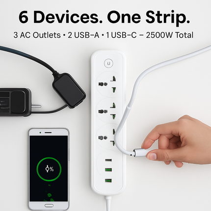 Power Strip with USB Ports and Wall Mount