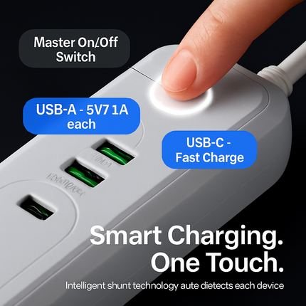 Power Strip with USB Ports and Wall Mount