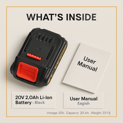 20V Replacement Battery for Power Tools - Durable