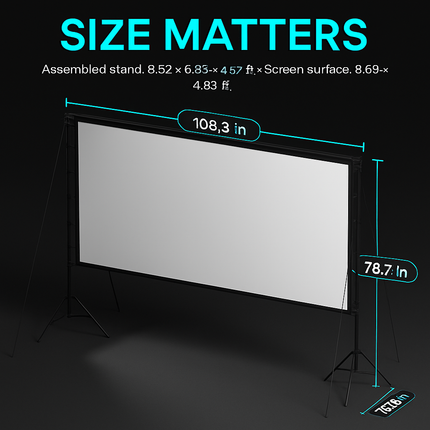 100inch Projector Screen with Stand 16:9 4K HD Rear Front Wrinkle-Free Portable And Foldable Movie Screen with Carry Bag For Indoor Outdoor Home Theat