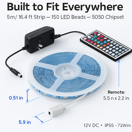 LED Strip Lights RGB Color Changing with IR Remote