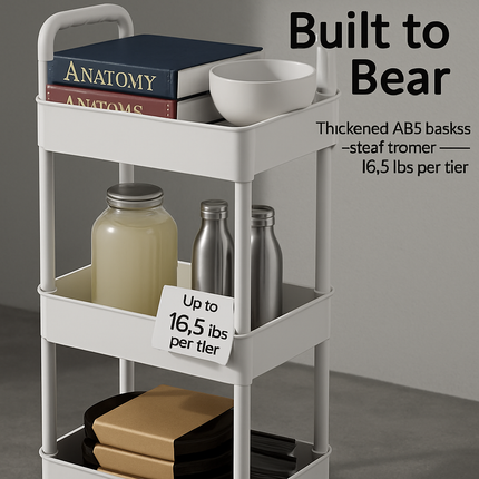 3 Tier Rolling Utility Cart with Wheels for Home Use