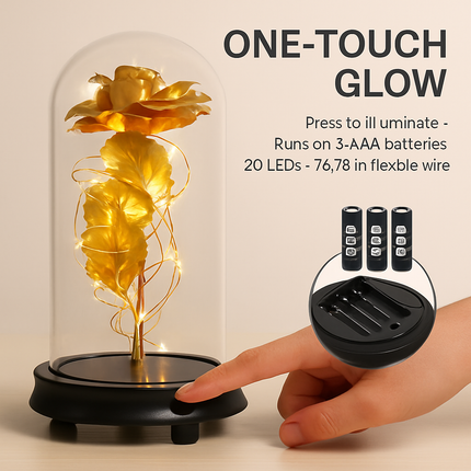 Foil Rose LED String Light Fairy Lamp with Glass Dome