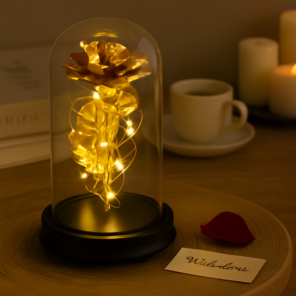 Foil Rose LED String Light Fairy Lamp with Glass Dome