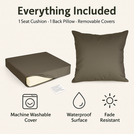Outdoor Chair Cushion & Pillow Set for Patio Furniture