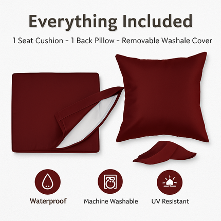 Outdoor Chair Cushion & Pillow Set for Patio Furniture