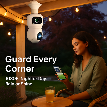 Dual Lens Security Camera with Night Vision and AI