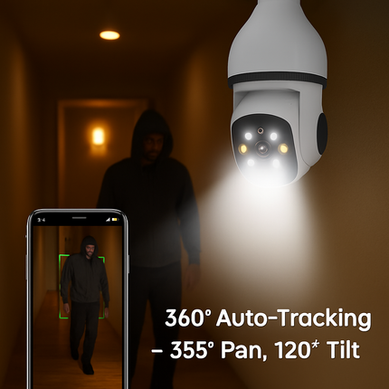 WiFi Bulb Camera Pan Tilt Security Camera with Night Vision