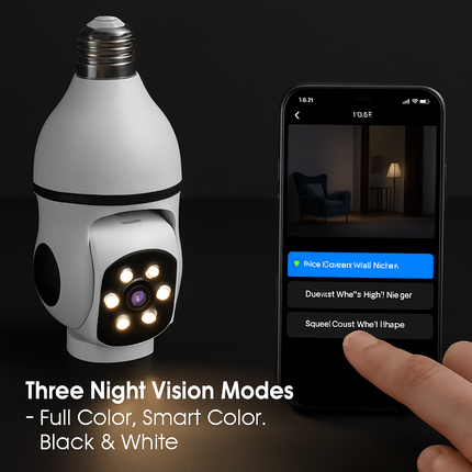 WiFi Bulb Camera Pan Tilt Security Camera with Night Vision