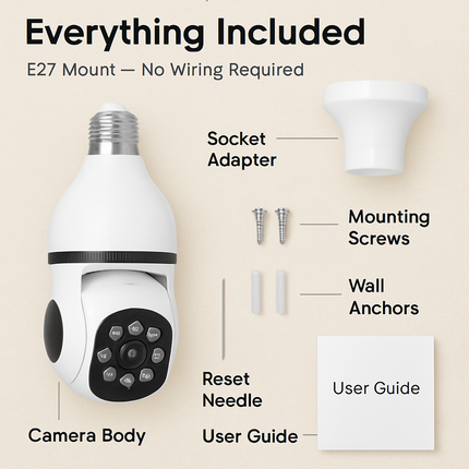 WiFi Bulb Camera Pan Tilt Security Camera with Night Vision