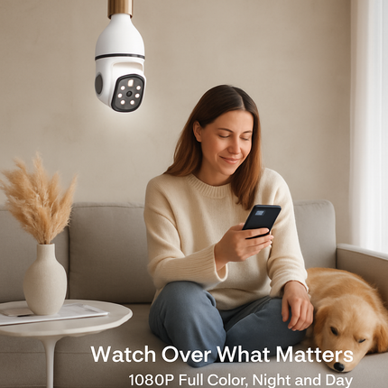 WiFi Bulb Camera Pan Tilt Security Camera with Night Vision