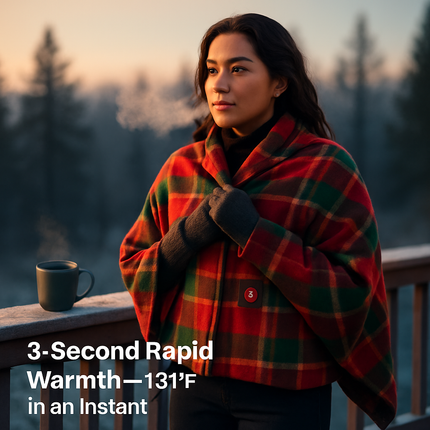 77x24In USB Heated Shawl with Teasel Wearable Heating Blanket Electric Throw Wrap Indoor Outdoor with Zipper 3 Heating Levels Machine Washable for Out