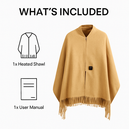 77x24In USB Heated Shawl with Teasel Wearable Heating Blanket Electric Throw Wrap Indoor Outdoor with Zipper 3 Heating Levels Machine Washable for Out