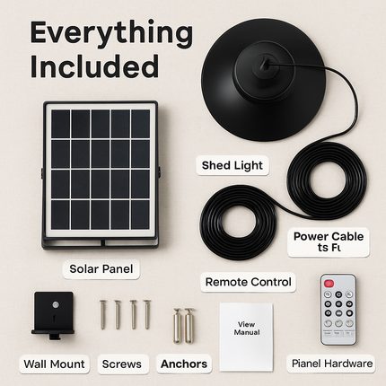 Solar Shed Light with Separate Panel for Indoor/Outdoor Use