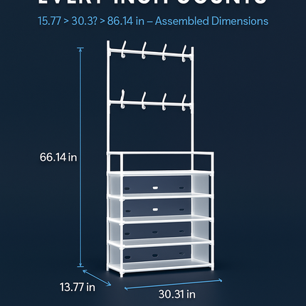 5-Tier Dustproof Entryway Hall Tree Coat Rack
