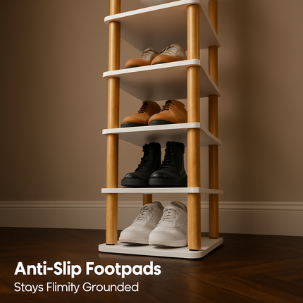 8-Tier Entryway Wooden Shoe Rack: Vertical Organizer