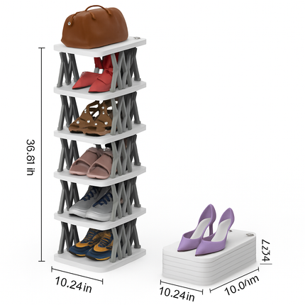 6-Tier Foldable Shoe Rack - Space Saving Organizer