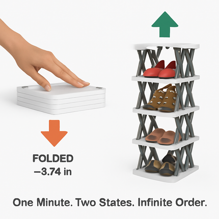 6-Tier Foldable Shoe Rack - Space Saving Organizer