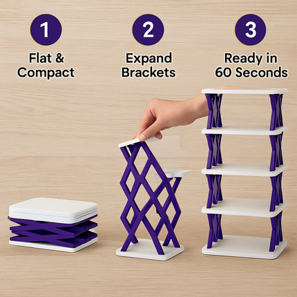 6-Tier Foldable Shoe Rack - Space Saving Organizer