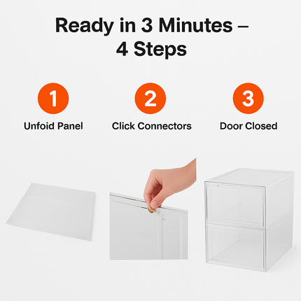 Collapsible Shoe Box Stackable Storage Bin (6-Pack)