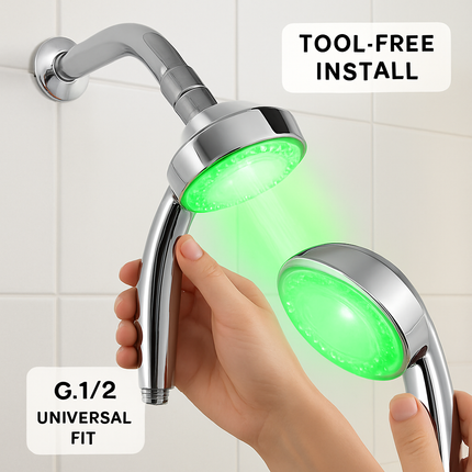 Shower Head Handheld LED Color-Changing Hydropower