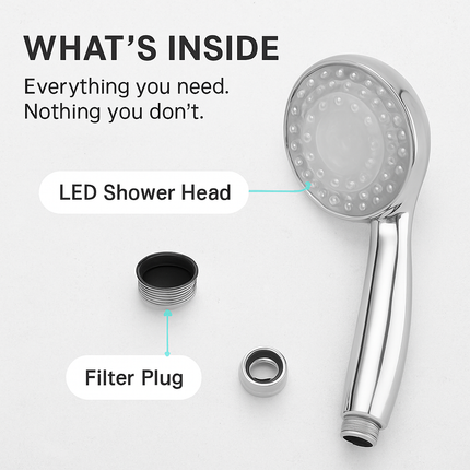Shower Head Handheld LED Color-Changing Hydropower