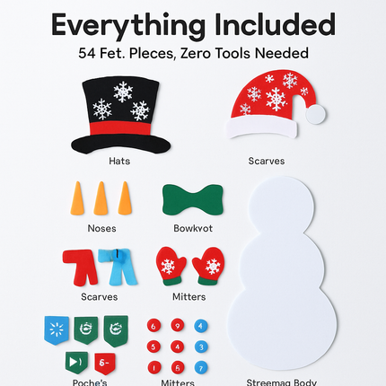 Felt Christmas Snowman Set for DIY Decor - 54 Pcs