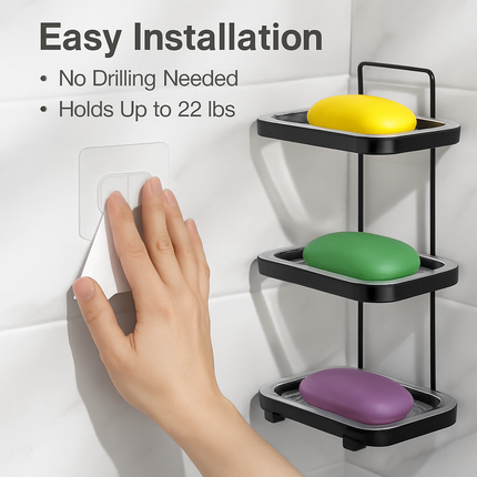 Soap Dish Holder With Clear Tray - Wall Mounted