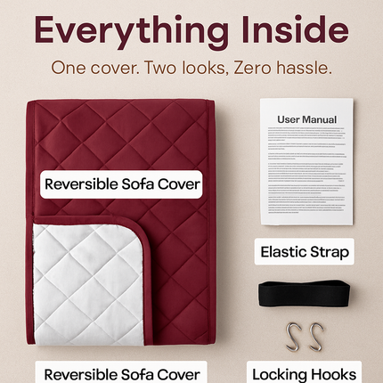 Reversible Sofa Cover for Chair, Loveseat, Sofa