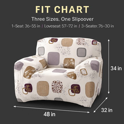 Printed Stretch Sofa Cover for 1-Seater - Slim Fit