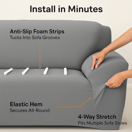 Printed Stretch Sofa Cover for 1-Seater - Slim Fit