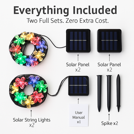 Solar Powered Flower Blossom String Lights 50 LEDs